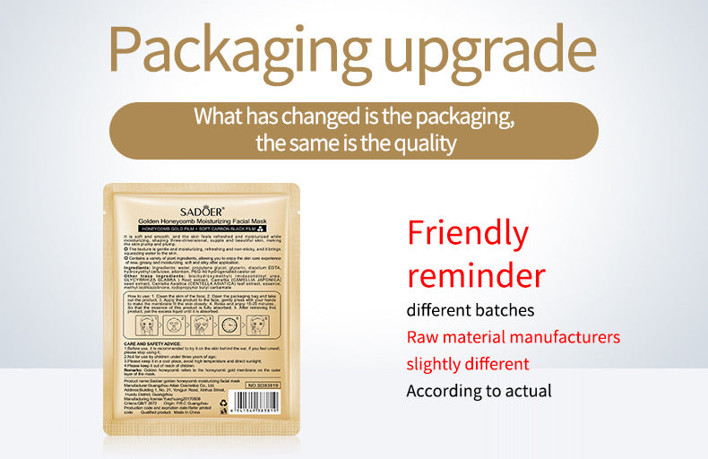 Gold Mask SADOER Golden Honeycomb Mask Sheet Pack Moisture replenishment  Foreign Trade Wholesale