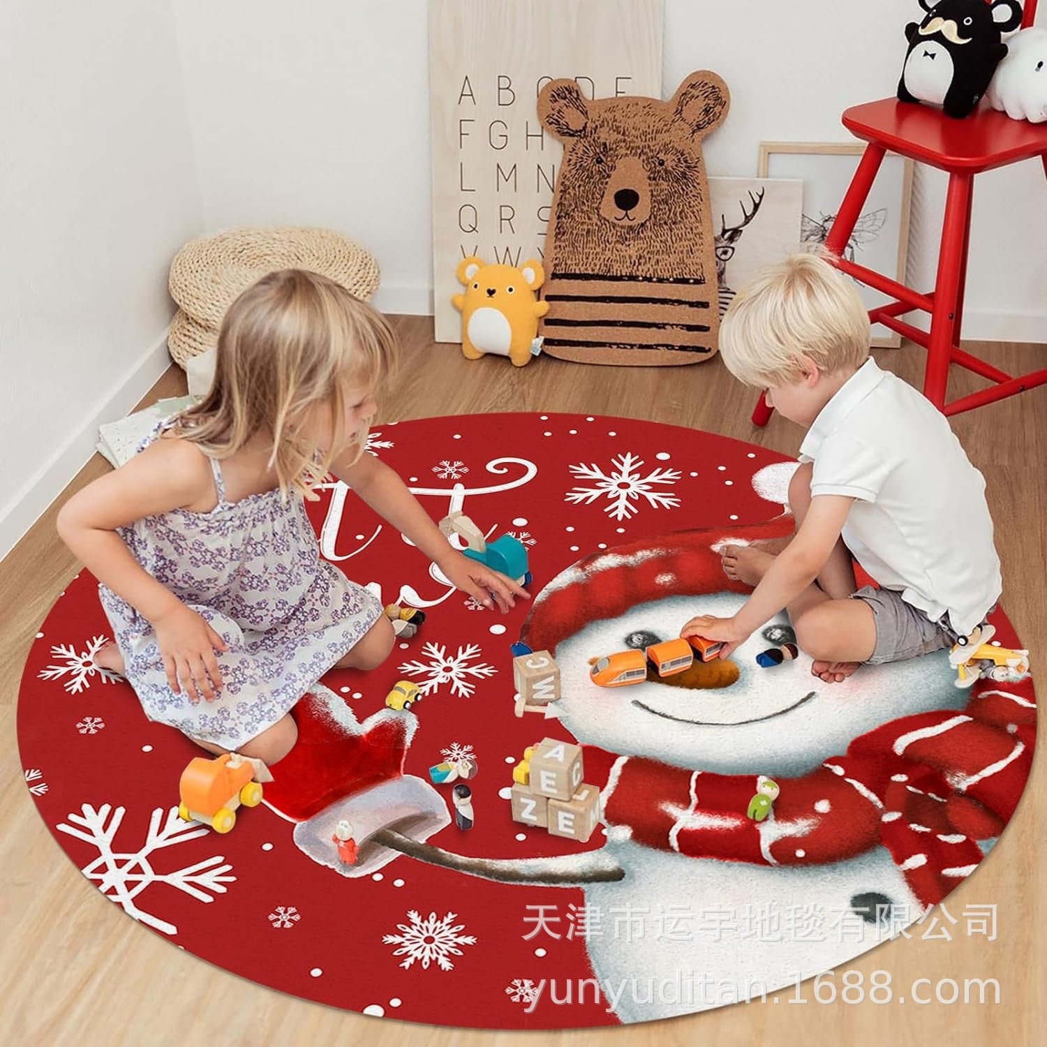 Christmas Carpet Round Living Room Mat Christmas Decoration Atmosphere Mat Christmas Tree Mat Labeling and Shipping