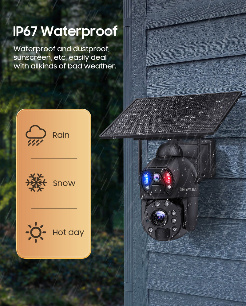 Factory Private Model600Wan HD Solar Camera Full Metal Farm20Night Vision Dual Lens Camera
