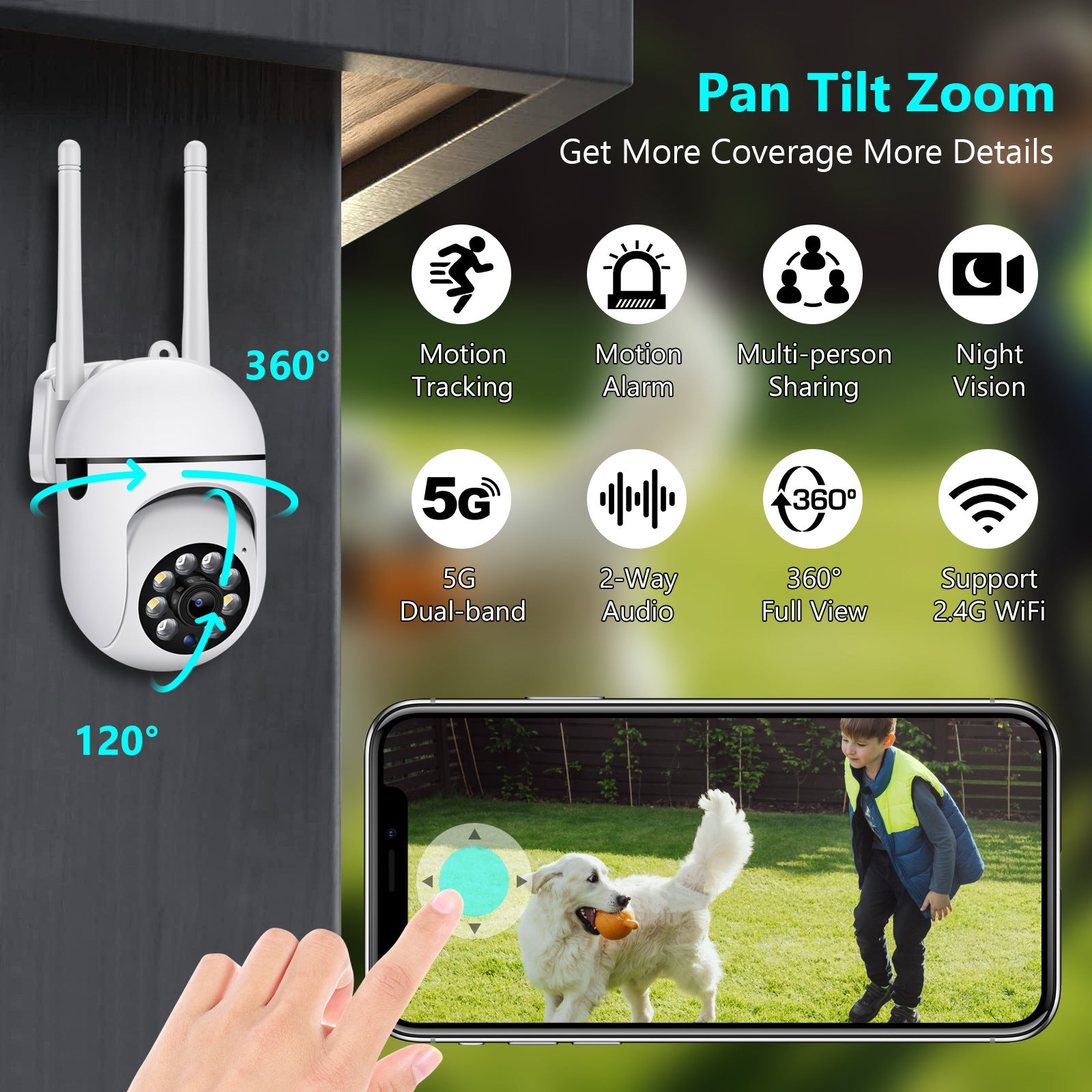 Minions Surveillance Dome Camera Factory direct sales dual antenna mount wireless camera for indoor home use WiFi Ball Machine