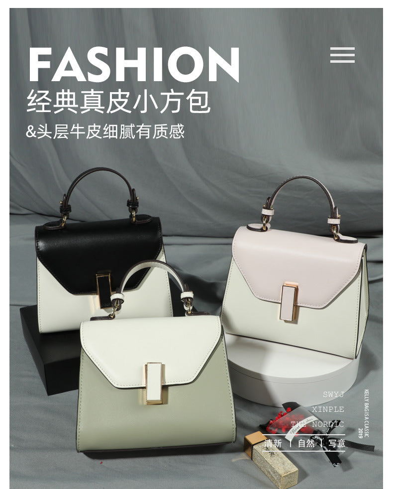 2024New Kelly Bag Yao Chen Same Style Single Shoulder Crossbody Handbag Small Square Bag European and American Fashion Casual Women's Bag