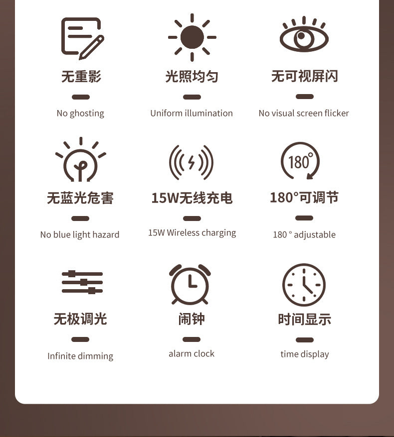 Desk Lamp for Students with Clock Alarm Creative Desktop Reading Lamp Dimmable Color Adjustable Student Dormitory Lamp
