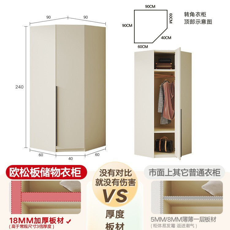 Solid Wood European Pine Board One-Door to Ceiling Ultra-High Combination Wardrobe Simple Modern2.5/2.6/2.7/2.8/3.0m Rice