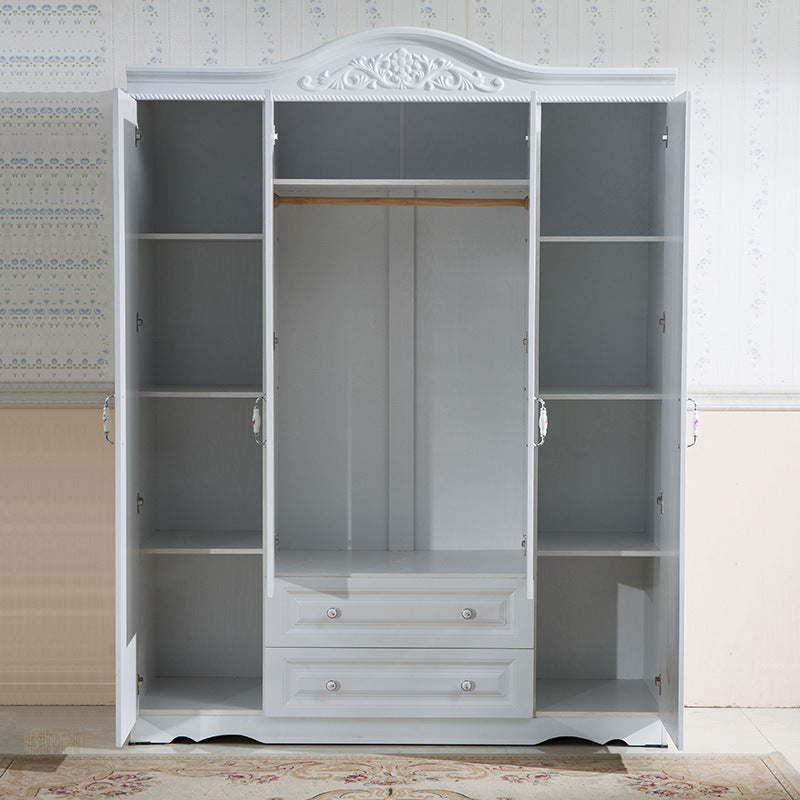 Economical Cabinet Three or Four Doors Bedroom Wardrobe Storage Panel Multi-Functional Assembly European Style Multi-Functional Storage Closet