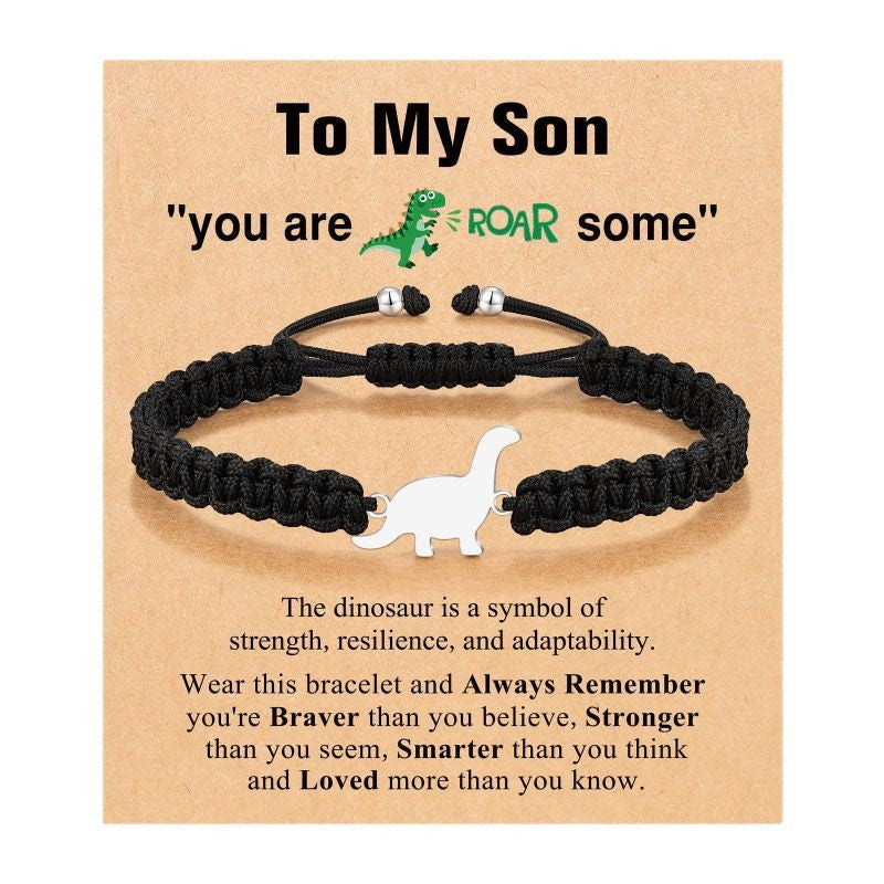 Dinosaur Spirit Power Bracelet Children's Gift Stretchable Adjustable Tail Bead Bracelet Card Small Dinosaur Woven Bracelet
