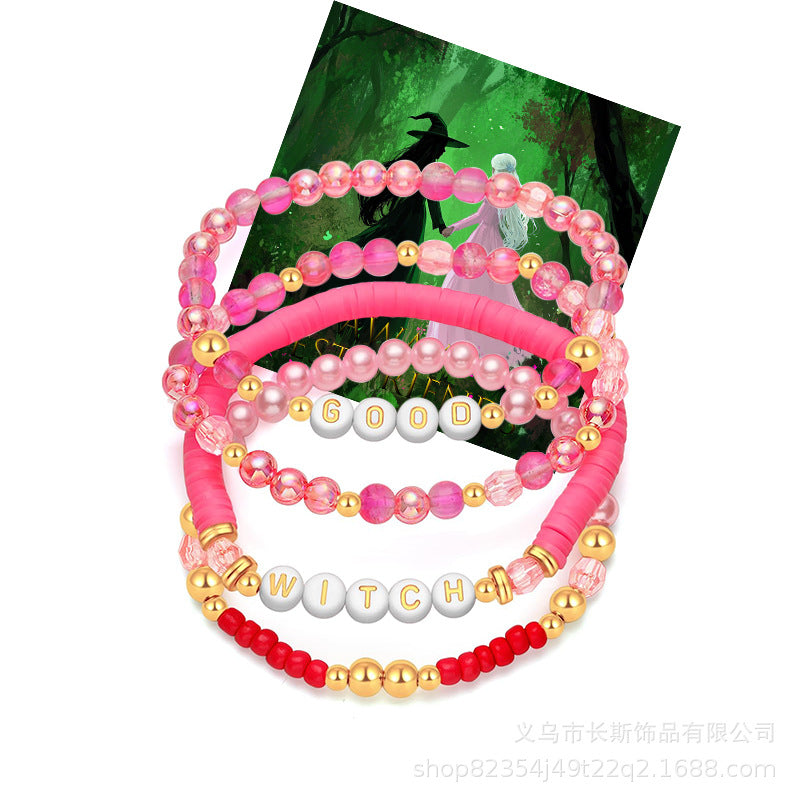 New Product WITCH Witch Bracelet Women's Friendship Gift Rice Beads GLINDA Alphabet Soft Clay Bracelet Set