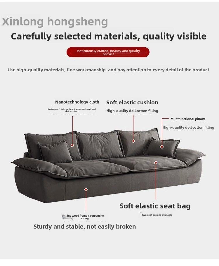 Italian Minimalist Sailboat Sofa Light Luxury Home Living Room Large Sofa Rental House Small Apartment Straight Row Fabric Sofa