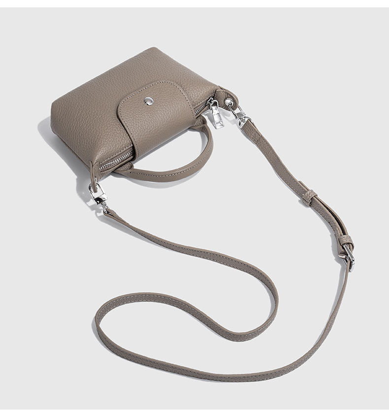 First Layer Cowhide Dumpling Bag Casual Genuine Leather Phone Bag for Women Summer Crossbody Bag Versatile Lightweight Walking Small Bag