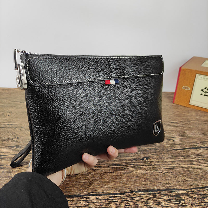 Genuine Leather Clutch Bag with Password Lock, Business Handbag, Casual Large Capacity Pure Top Layer Cowhide Men's Clutch