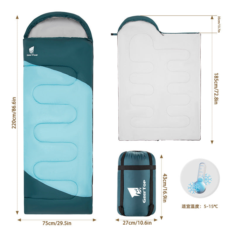 Envelope Style Spring and Autumn Adult Sleeping Bag Soft Thickened Indoor Nap Quilt Camping Portable Warm Sleeping Bag Outdoor