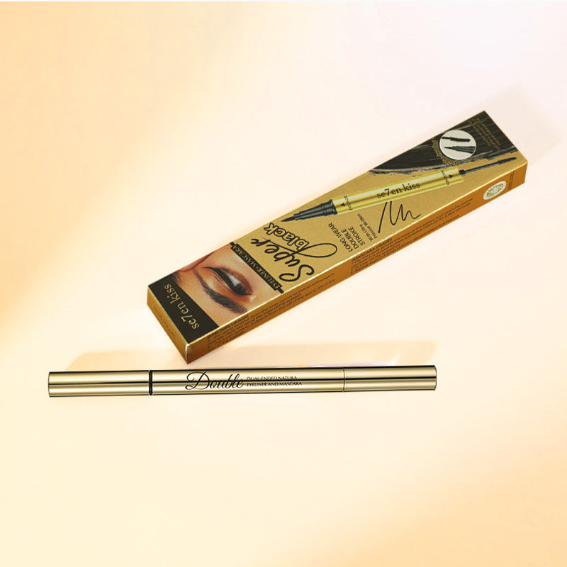 European Beauty Double-ended Natural Eyeliner+Curling Mascara Cream Two-in-One Quick-Drying Waterproof Non-Smudging