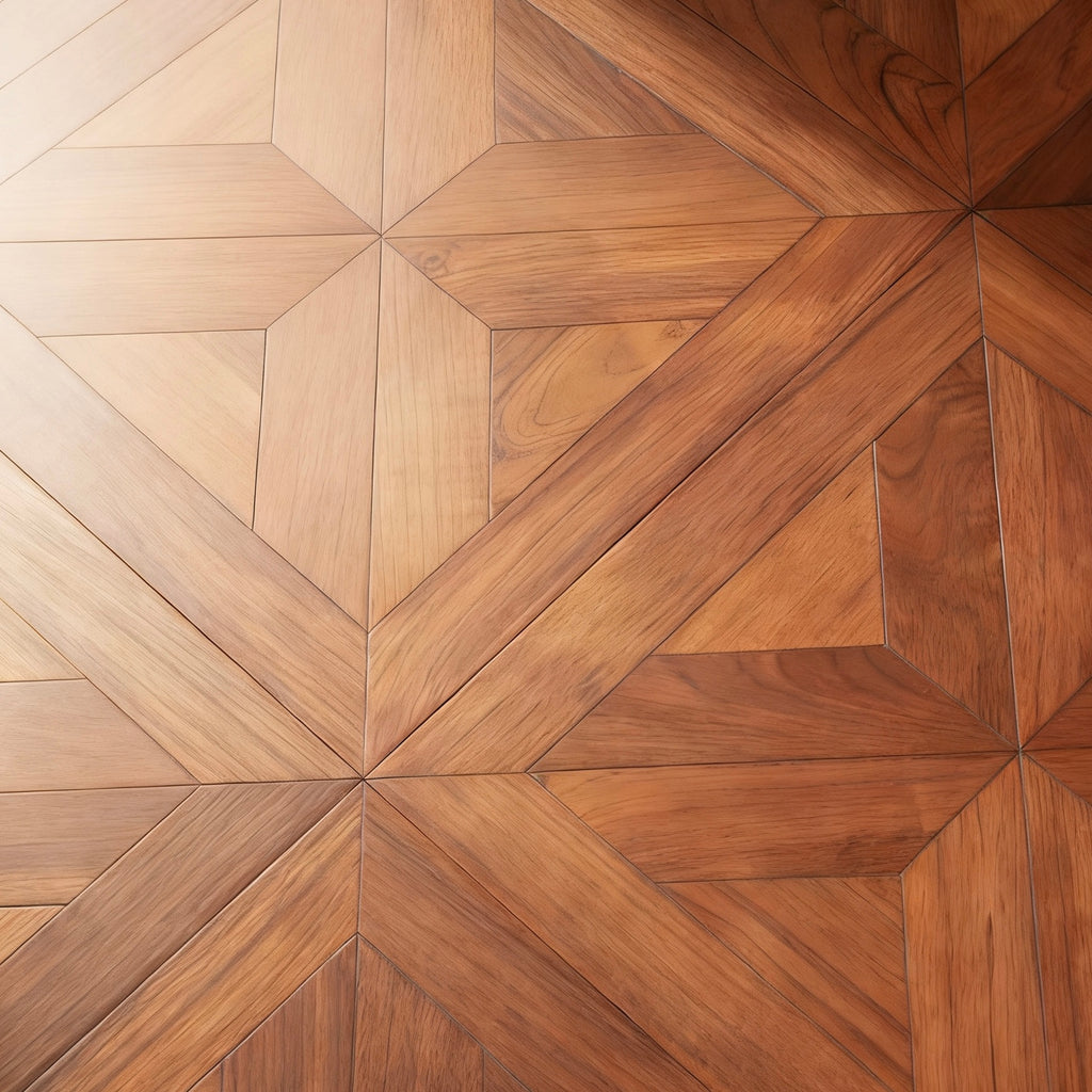 14mm Engineered Teak Square Parquet Flooring | Custom Decorative Wood Panels for Modern Villa Commercial Outdoor Use |