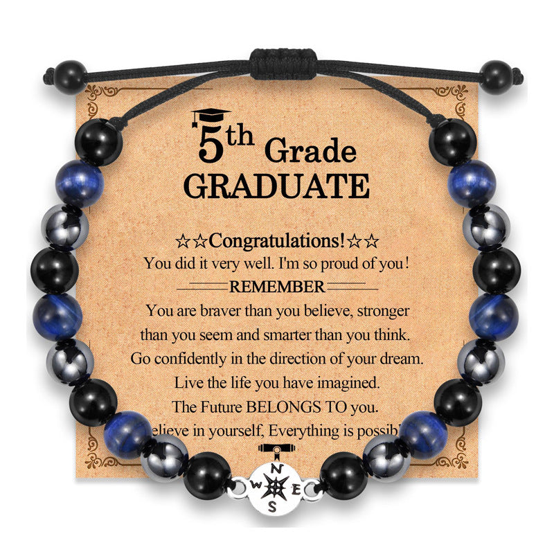 Student Graduation Commemorative Bracelet Handmade Braided Rope Gift Bracelet Tiger Eye Magnet Graduation Season Braided Compass Bracelet