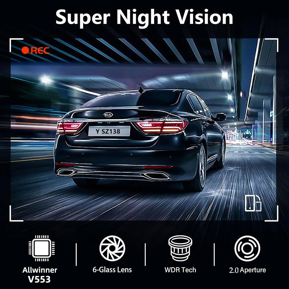 4Lens360Degree2k Ultra-high-definition infrared car night vision dashcam with reversing camera wifi Interconnection