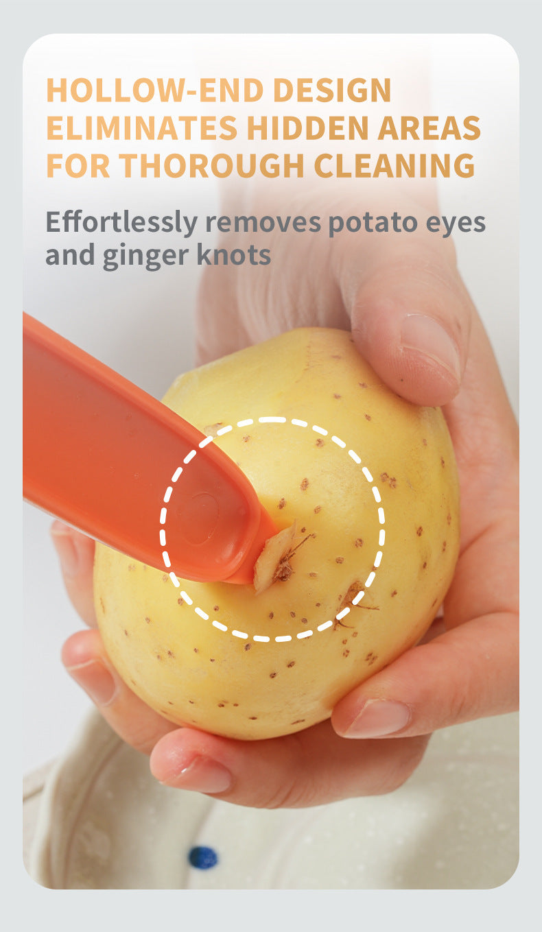 New Multifunctional Fruit and Vegetable Cleaning Tool, Two-in-One Peeler for Potatoes, Fruit Tree Cleaning Brush