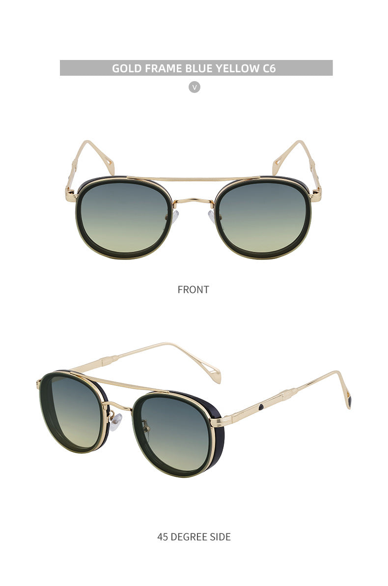 European and American Retro Oval Frame Sunglasses for Men, Side Wrap Small Frame Sunglasses for Women, Trendy Glasses Wholesale shades
