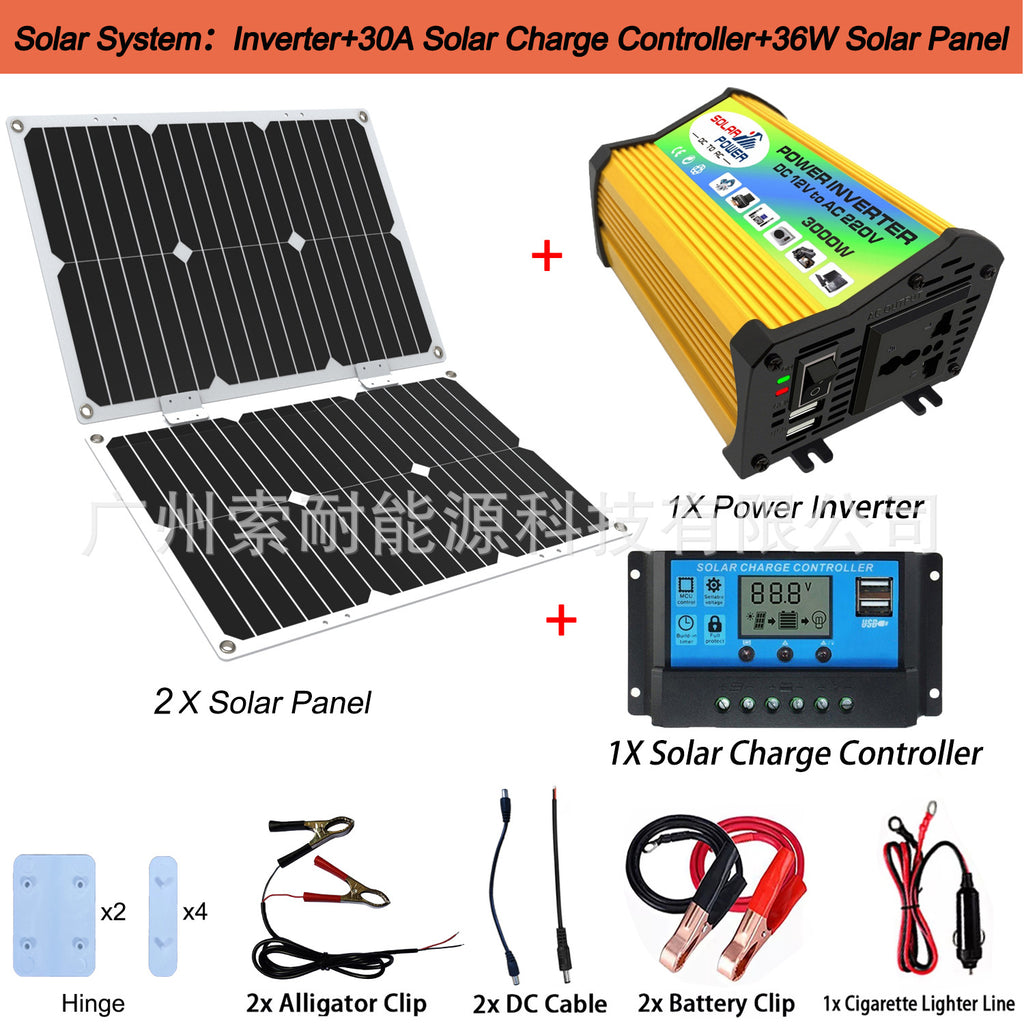 Solar Energy Kit System:Inverter 30A Controller 18W Solar Panel Solar System