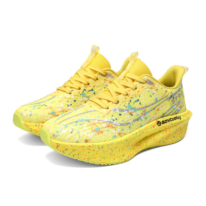 Autumn New Fluorescent Parent-Child Fashion Casual Sports Shoes with Real Carbon Plate High Elasticity Cushioning Outdoor Running Shoes