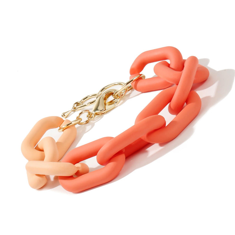 U Chain Bracelet for Women DIY Colorful Simple Resin Bracelet Lobster Clasp Extension Chain Resin Chain Bracelet