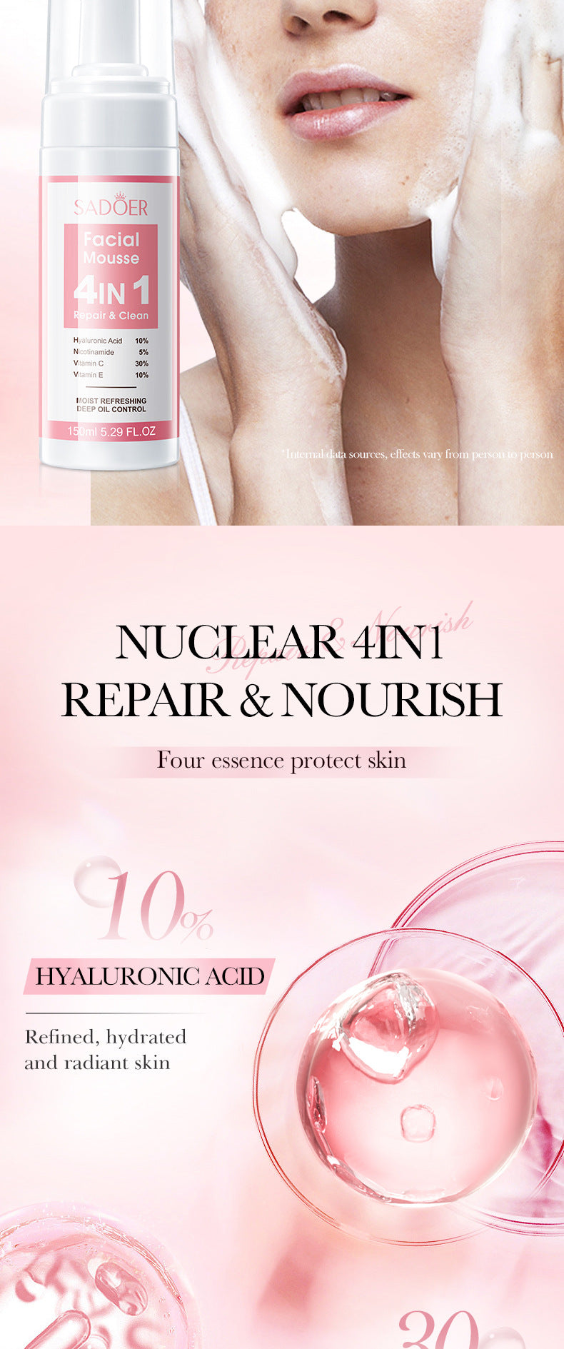 Four-in-One Skincare Series SADOER Moisturizing, nourishing, and rejuvenating face cream essence liquid  wholesale