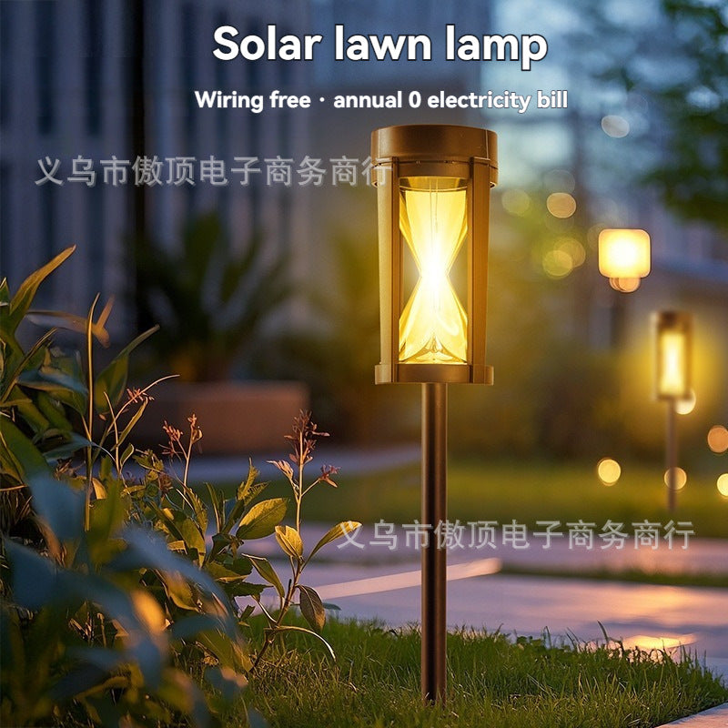 Outdoor Solar Hourglass Lawn Lamp Waterproof Garden Ground Plug Lamp Garden Landscape Lighting Lawn Atmosphere Decorative Lamp