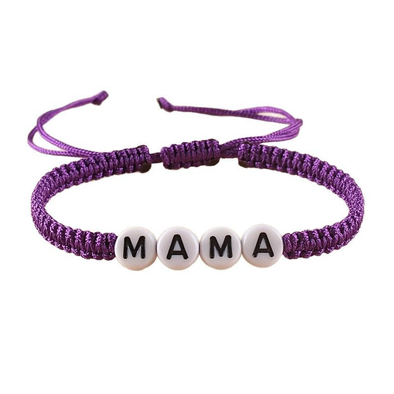 Mother's Day Birthday Gift Bracelet for Women, Stretchable Adjustable Handmade Woven Bracelet MAMA Letter Braided Bracelet