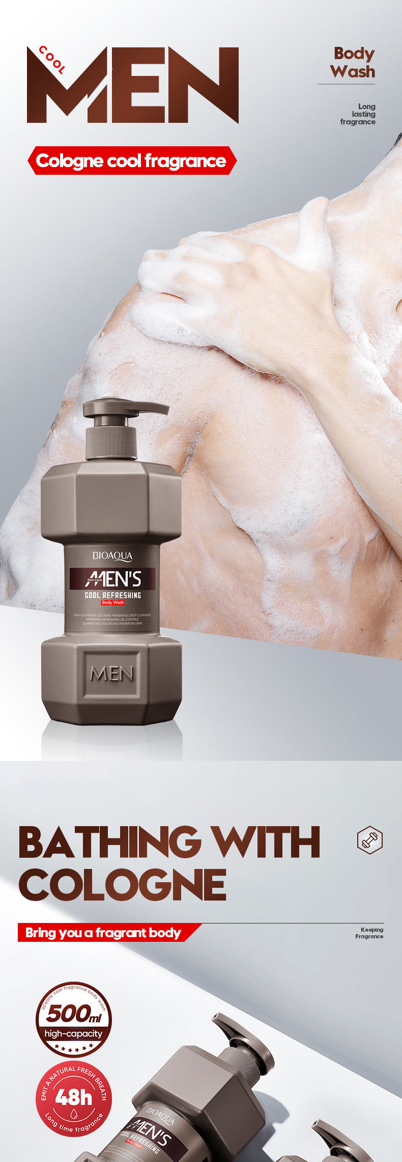 Men's Ocean Refreshing Fragrance Shower Gel BIOAOUA  foreign trade wholesale of cleansing body wash