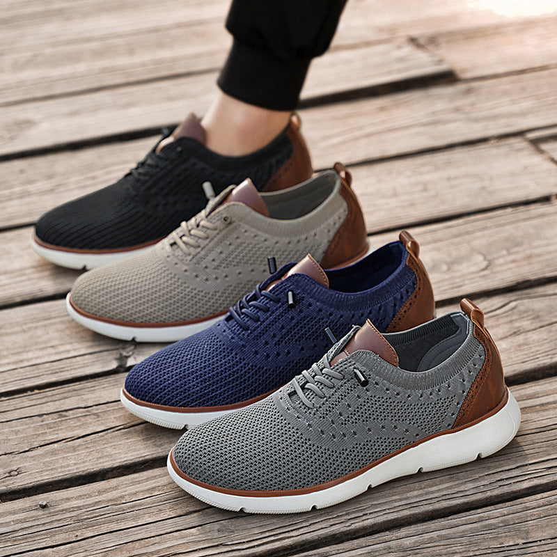 Foreign Trade Large Size Men's Shoes Lightweight Casual Sports Shoes Breathable Flyknit Mesh Loafers One-Piece Dropshipping Fashion Versatile