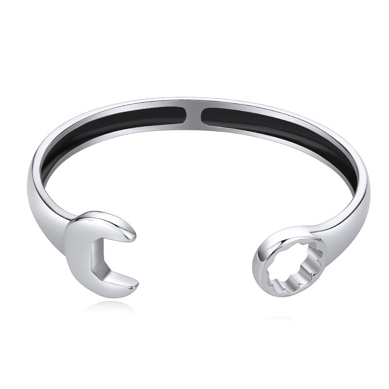 Fashion Trend Men's Stainless Steel Wrench Open Bracelet Electroplated gold Personalized Titanium Steel Jewelry Wholesale