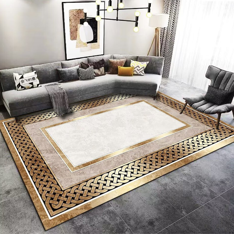 Living Room Carpet Stain Resistant Easy Care Crystal Velvet Carpet Home Sofa Coffee Table Rug Bedroom Wear-Resistant Non-Slip Mat