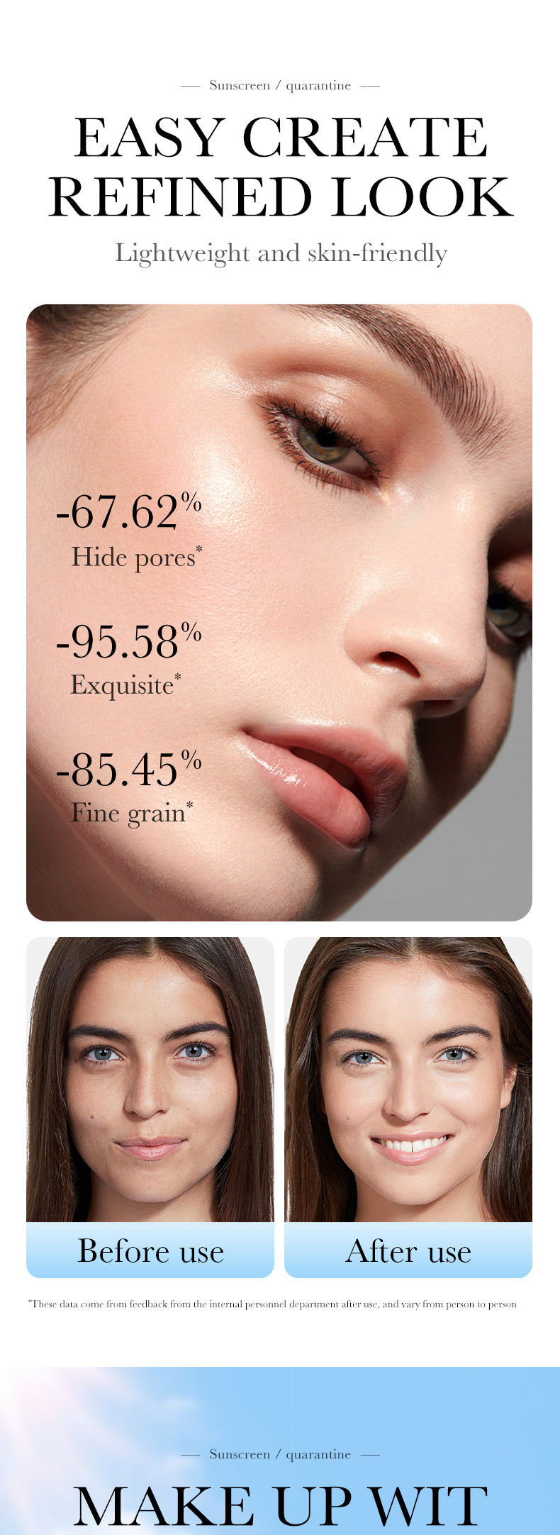 Makeup SADOER Three-color Rainbow Primer Brightening Skin Tone Sunscreen Makeup Base  Wholesale