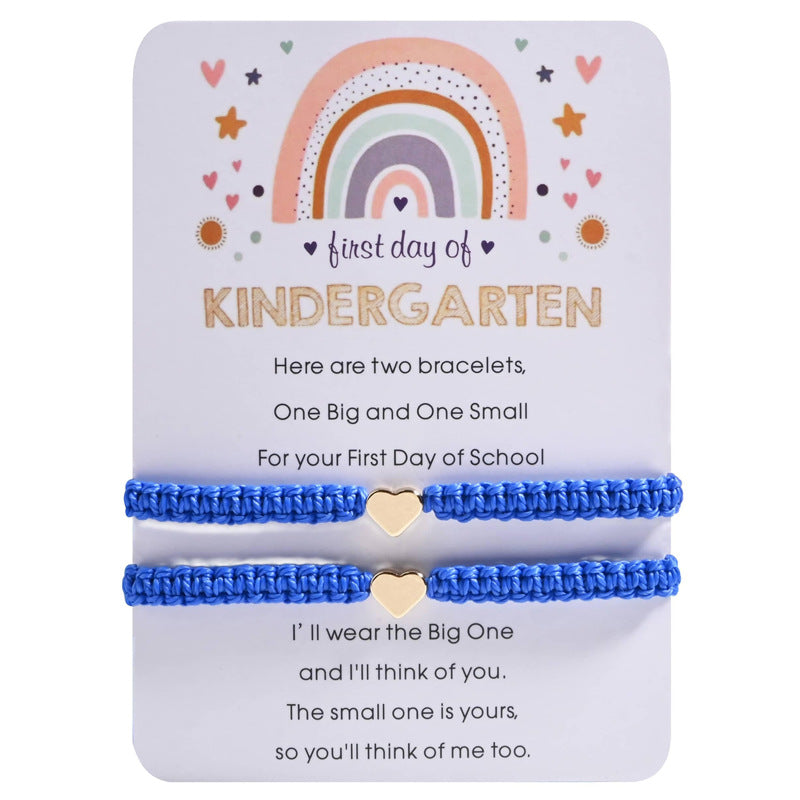 Back-to-School Season Handmade Woven Bracelet Kindergarten Back-to-School Adjustable Card Bracelet Parent-Child Love Woven Bracelet