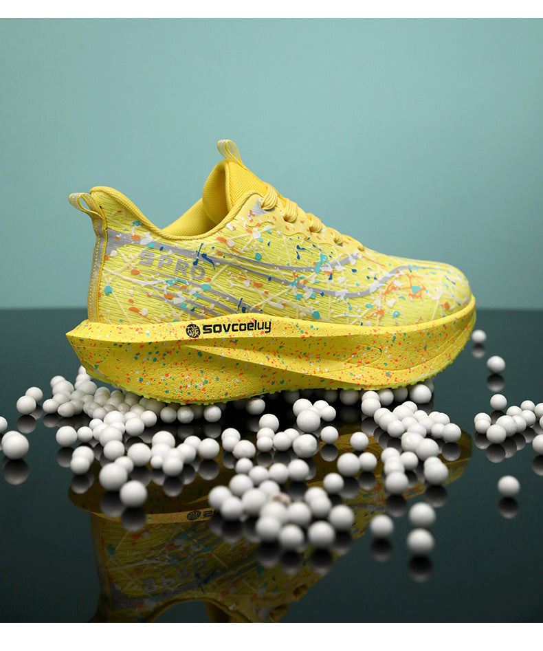 Autumn New Fluorescent Parent-Child Fashion Casual Sports Shoes with Real Carbon Plate High Elasticity Cushioning Outdoor Running Shoes