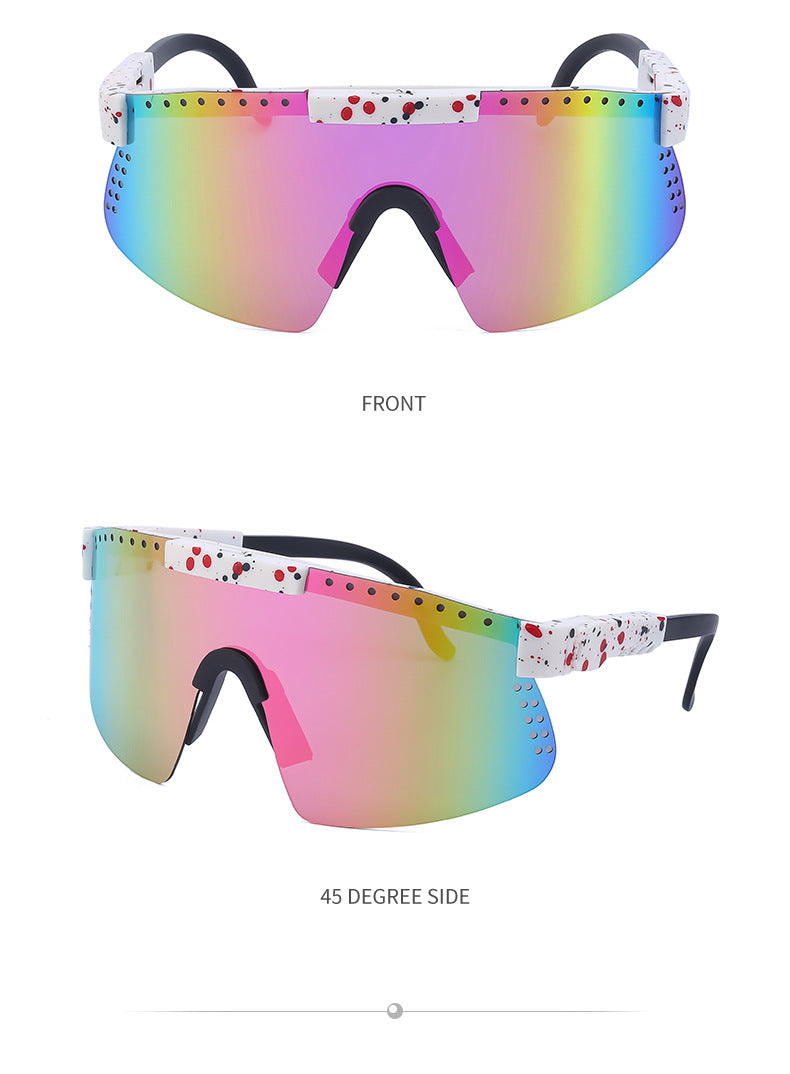 European and American Colorful Sunglasses Outdoor Cycling Windproof Sunglasses Men and Women One-piece Lens Sports Anti-ultraviolet Glasses