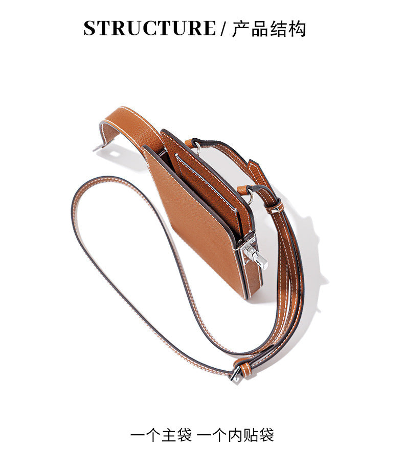 New Fashion Versatile Lock Buckle Phone Bag Solid Color Palm Print Box Bag Simple Mini Crossbody Bag for Women