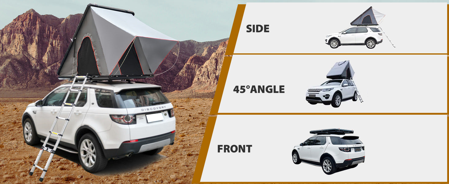 In Stock Car Roof Tent Hard Top Aluminum Alloy Triangle Thickened Rainproof Car Outdoor Camping Equipment Off-Road