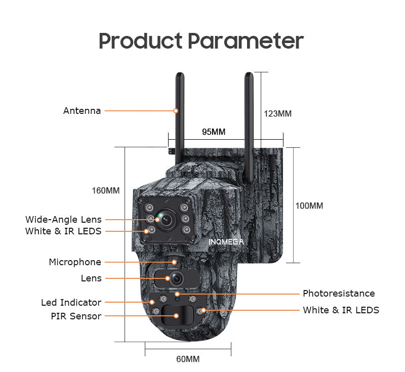 Private Model4G Solar camera dual lens dual view6MP HD Outdoor Camouflage Surveillance Camera