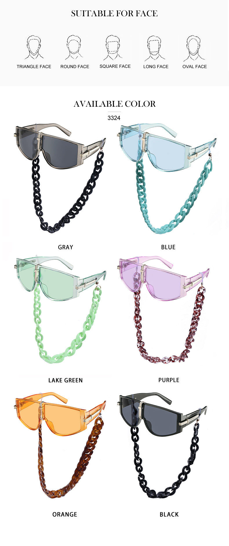 Sunglasses for Women Korean Style Chain Sunglasses Trendy sunglasses European and American Fashion Outdoor Street Style Glasses shade