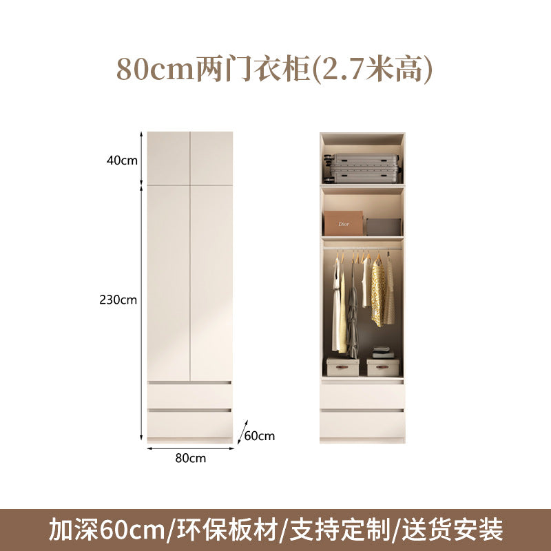 2025New Cream Style Wardrobe for Home Bedroom, Segmented Simple Modern Storage Cabinet, Large Coat Closet