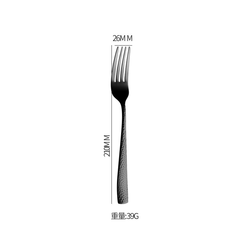 410Stainless Steel Cutlery Restaurant Western Hammered Square Handle Knife Fork Spoon Set Hotel Home Steak Knife Fork
