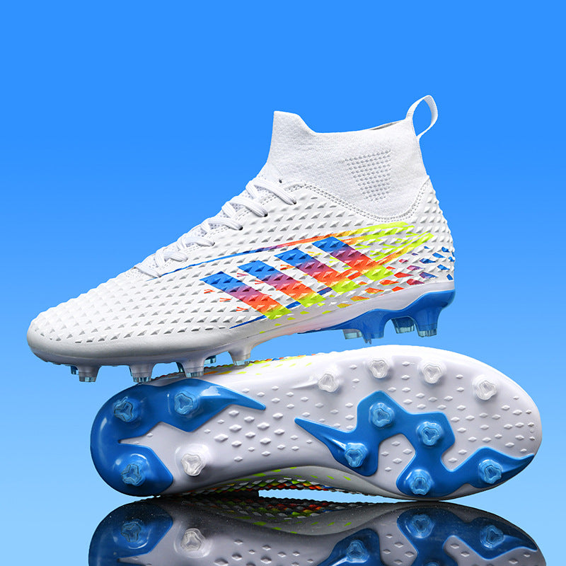 Gold-Plated Sole Men's Football Shoes with Studded Spikes AG Long Spike Shoes for Older Children, Middle and High School Students, Adults, Competition Training Sports Shoes
