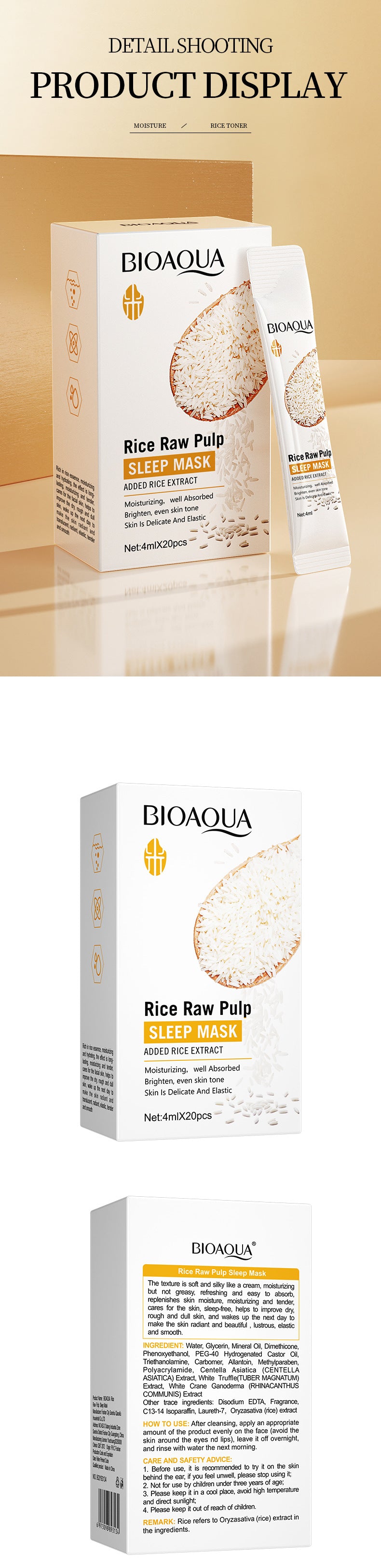Rice Skincare Set BIOAOUA Rice Puree Series Six-Piece Set Box  Wholesale