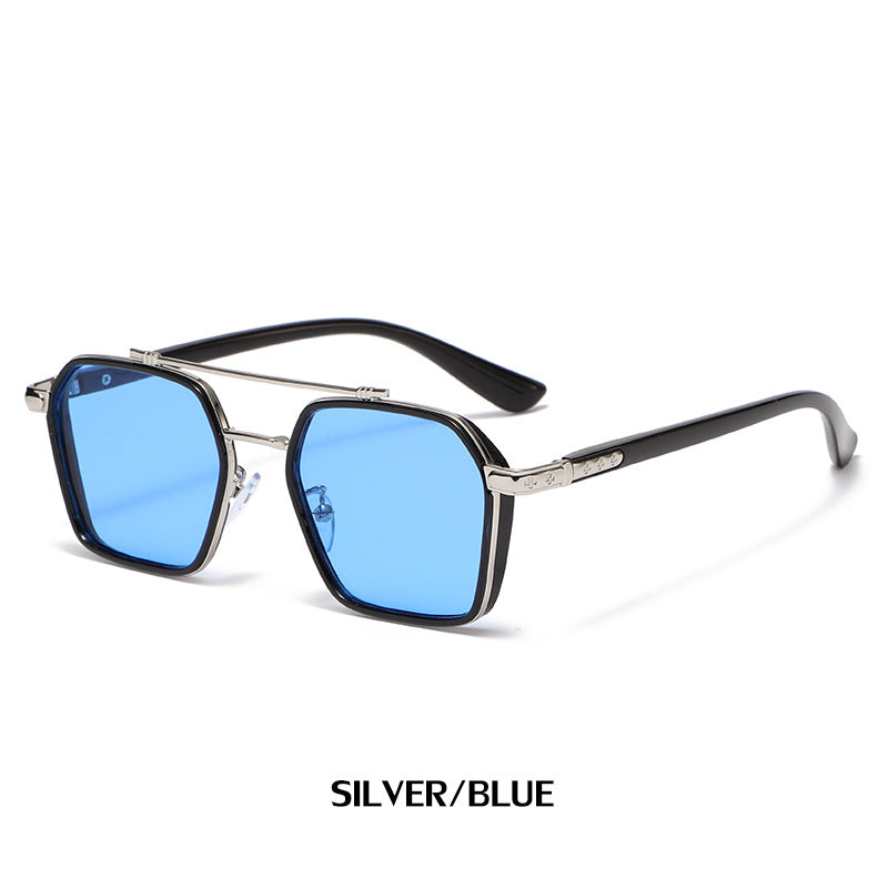 New Sunglasses Internet Celebrity Wei Ting Same Style Sunglasses for Men Trendy Large Square Frame Sunglasses for Men ins Sun Protection Glasses