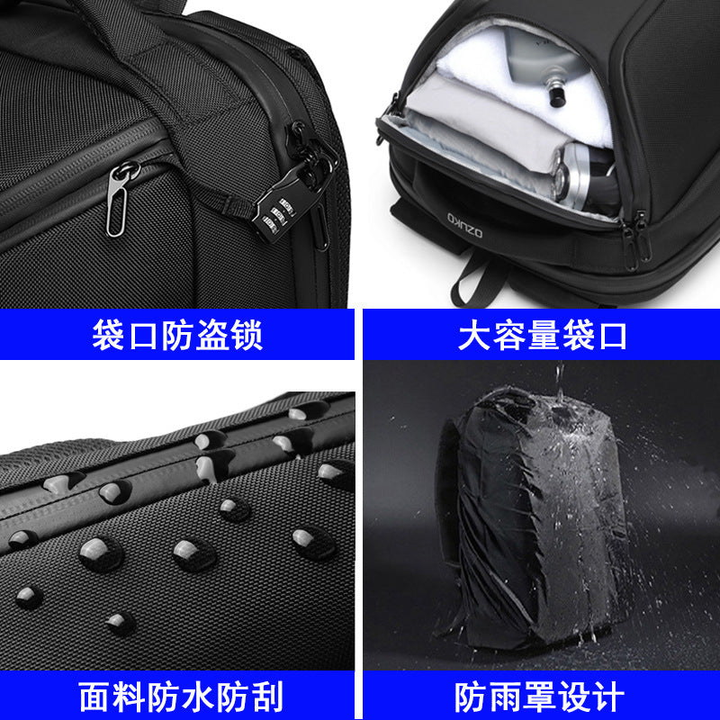 ozuko New Men's Business Backpack School Bag Student Multifunctional Computer usb Waterproof Korean Style Backpack