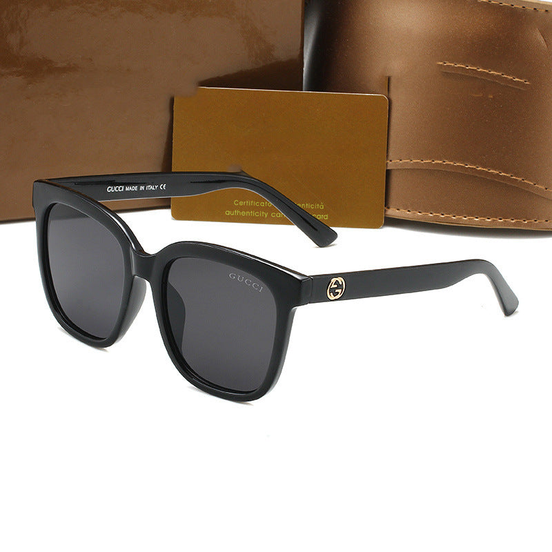 gm Sunglasses Korean Style Square Frame Big Face Slimming Polarized UV Protection Sunglasses for Women Trendy Street Style Glasses logo