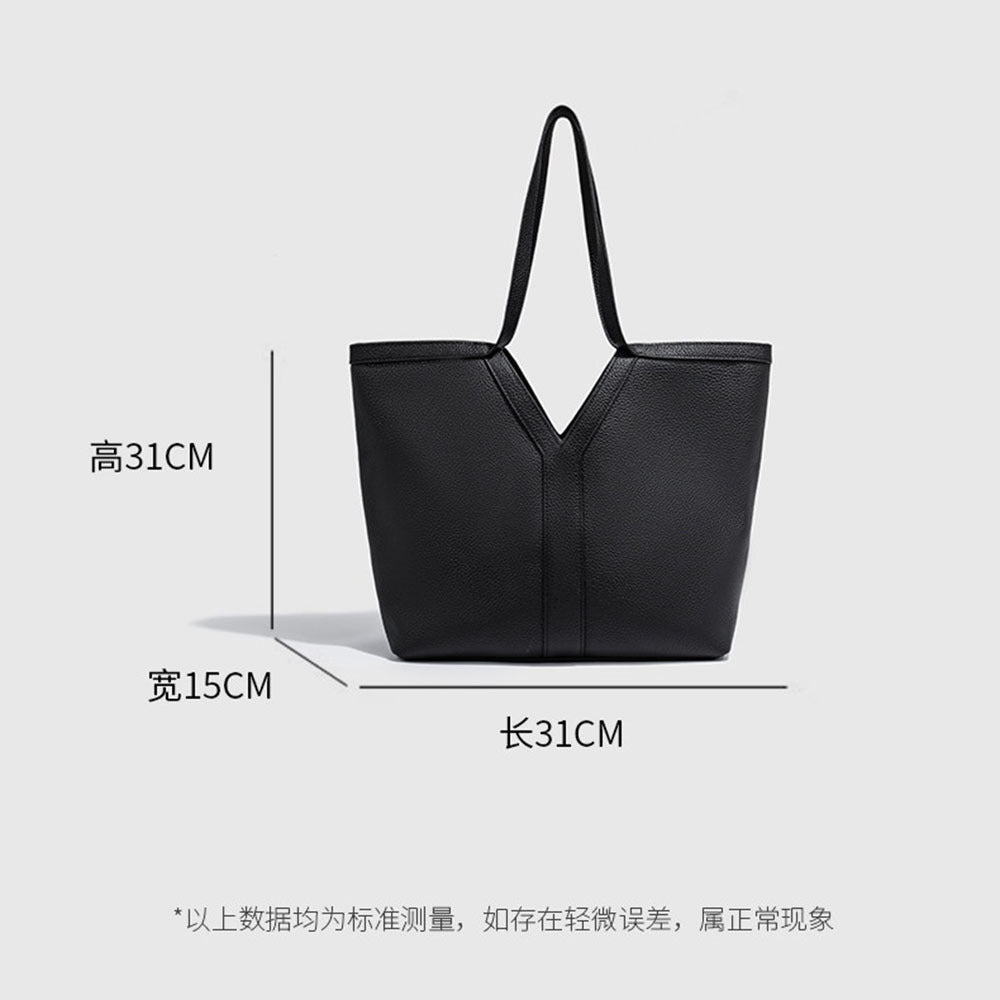 Autumn Winter New Genuine Leather Tote Bag Large Capacity Women's Bag Top Layer Cowhide Single Shoulder Commuter Underarm Bag