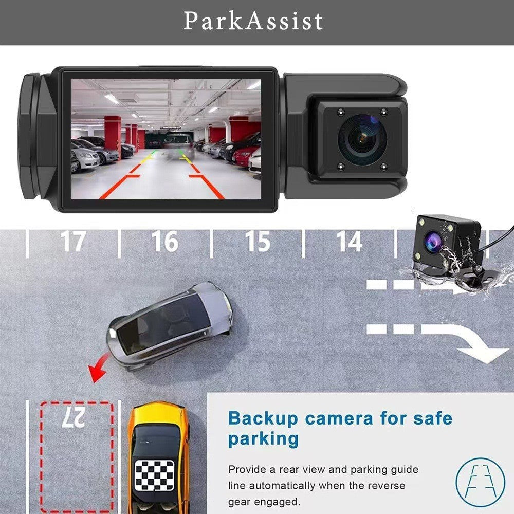 Hd1080P Driving Recorder with Three Lenses and Rearview Camera for Mobile Phone WIFI Car DVR
