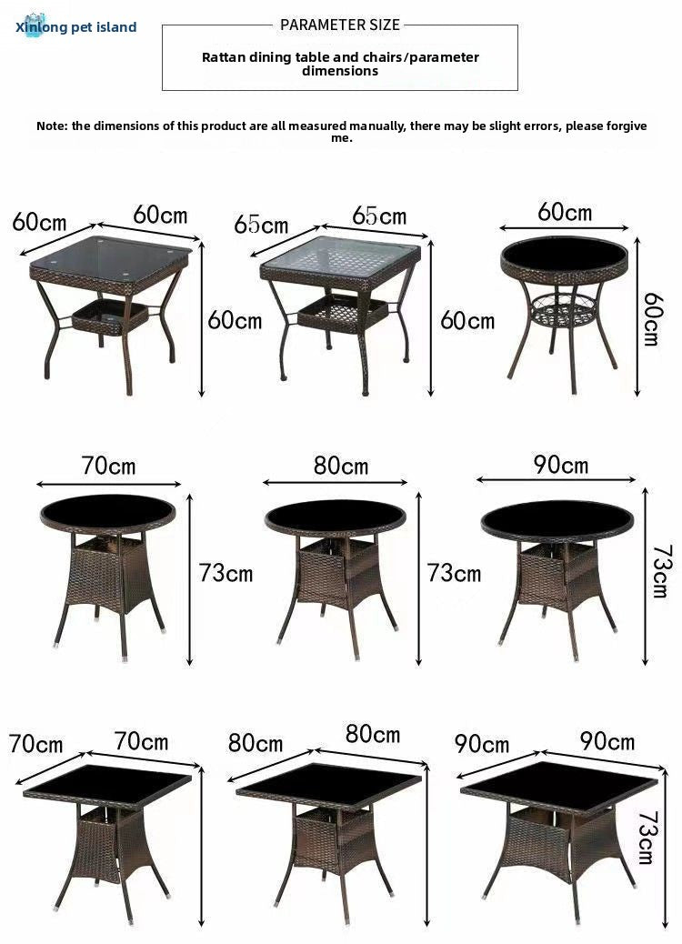 Rattan Chair Three-Piece Set Tea Table Leisure Tea Table and Chair Courtyard Outdoor Rattan Woven Outdoor Table and Chair Balcony Tea Rattan Chair