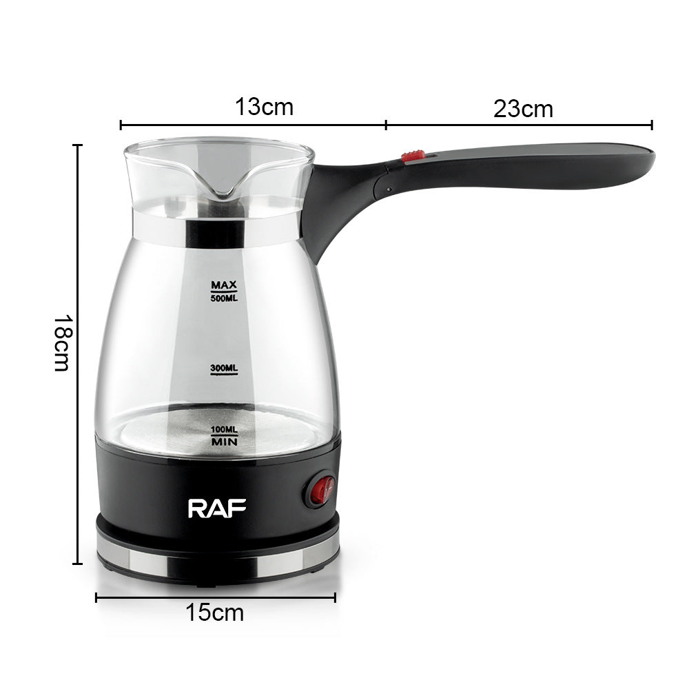 RAF European Standard Turkish Coffee Pot Glass High Temperature Resistant Hot Water Kettle for Coffee Portable Foldable