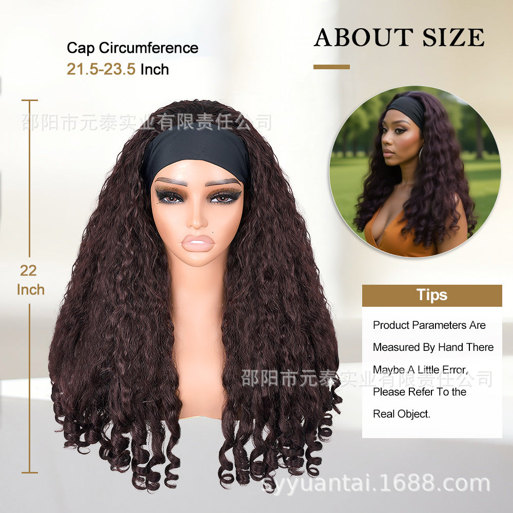 Cross-Border Hot-Selling Wig Factory European and American Fashion Synthetic Hair Mechanism Ice Ribbon VPART Long Curly Hair Curly Hair Top